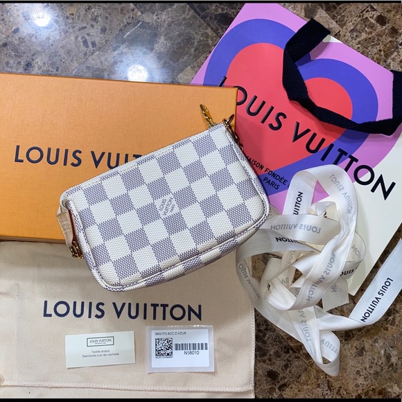 mini Pochette damier azur Discontinued made France brand new full set - Picture 5 of 12